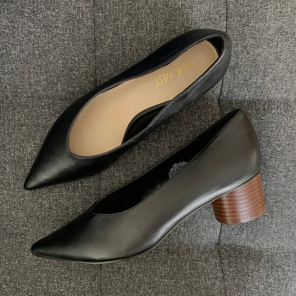 Never Worn! Nine West Leather Block Heels - Picture 3 of 7